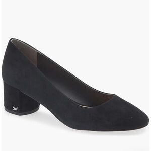 Stuart Weitzman Black Block Heel Shoes Bridget Block Pump